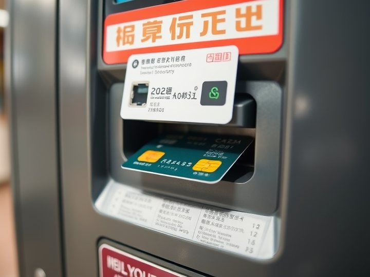 点検前 — カードリーダーの上に不審な部品が取り付けられた端末の前面。